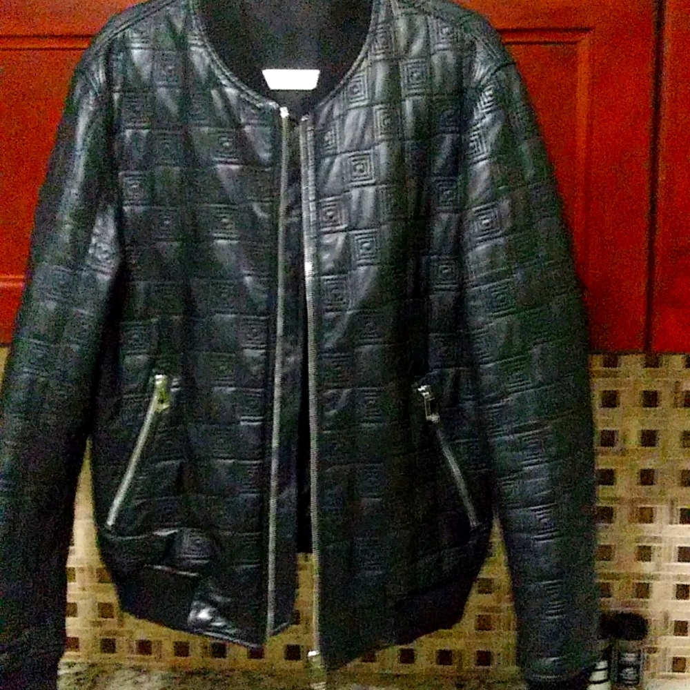Black Gianni versace leather jacket size 50 180/92a